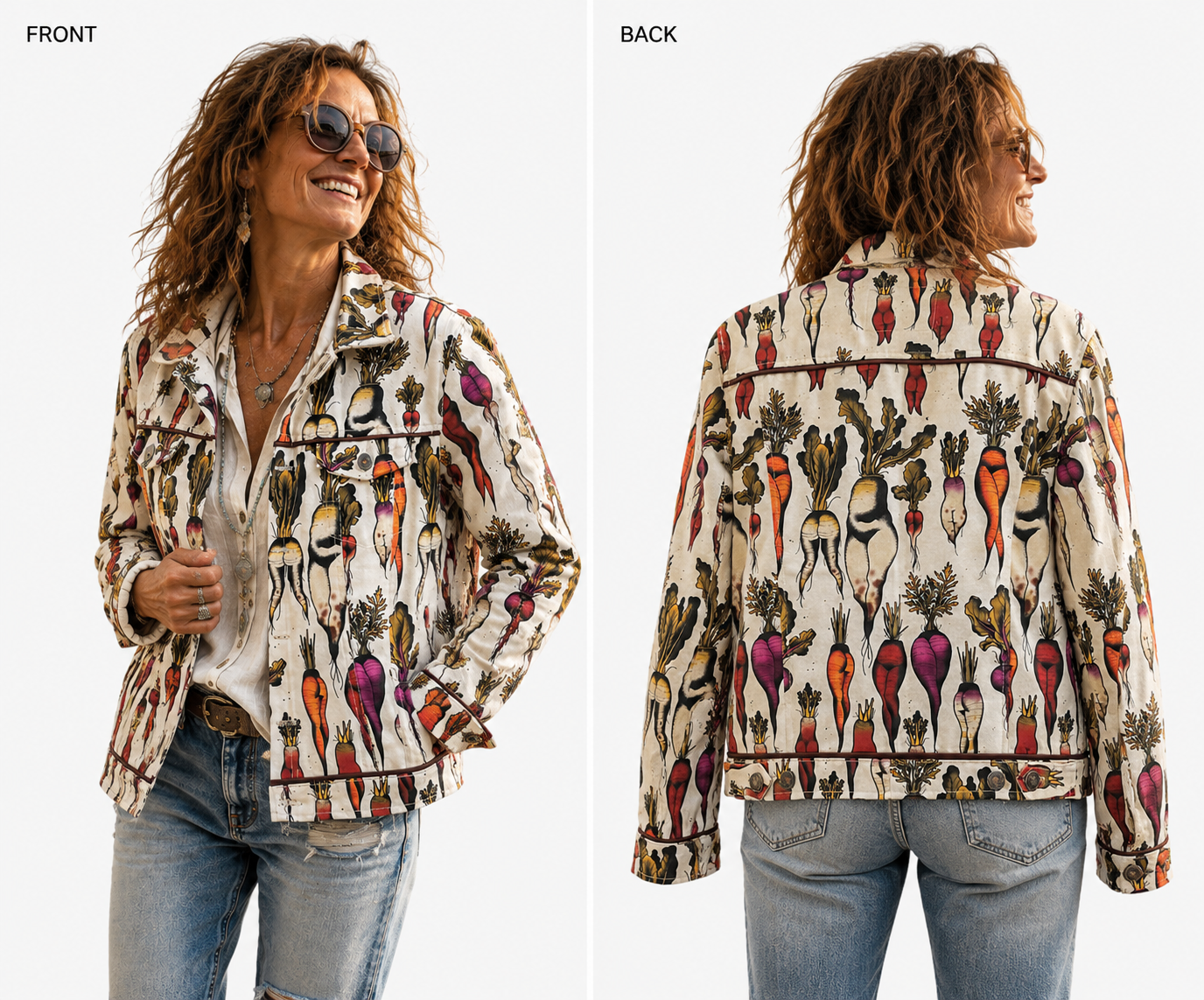 Front view of the Voluptuous Vegetables limited-run jacket